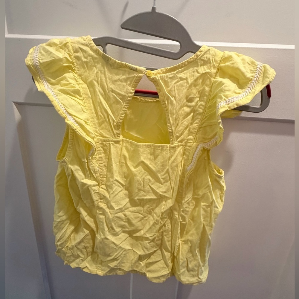 Banana Republic Yellow Ruffle Flutter Sleeve Blouse Petite Small Cotton Top - Picture 5 of 11